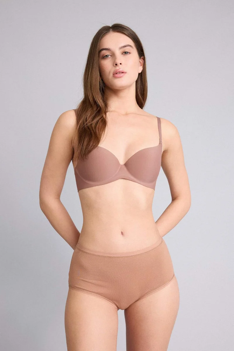 DeFacto Fall in Love Semi Padded Micro Coated Half Padded T-Shirt Bra