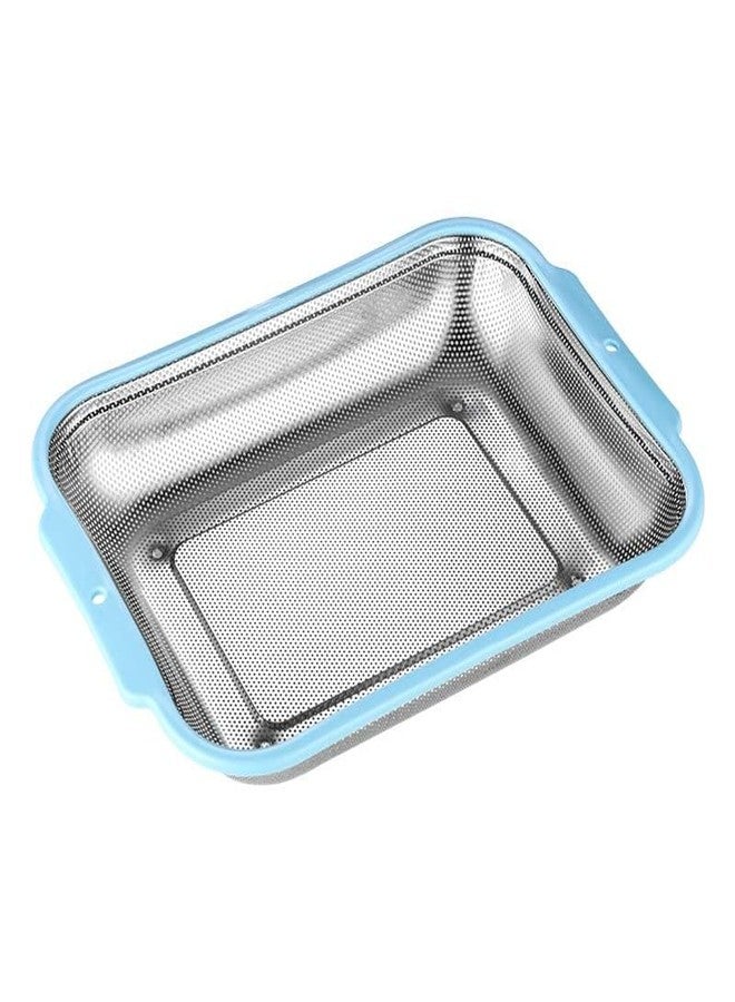 DARKNESS Rectangular Plastic Handle Colander Stainless Steel with Metal Strainer Basket Kitchen Food Drainer for Pasta Spaghetti Wash Rice Drain Veggies Fruits Medium 1pc (Multicolour) - Image 1