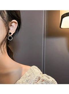 Home Clearance Sale Round Black zirconia Decor Dangle Earrings Elegant Luxury Style Alloy Jewelry Daily Wear Accessories Trendy Female Gift  - Image 2