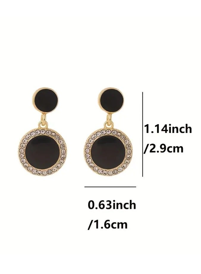 ديكور الزركونيا الأسود المستديرة أقراط متدلية أنيقة فاخرة نمط سبائك المجوهرات ارتداء اليومية الملحقات هدية أنثى عصرية