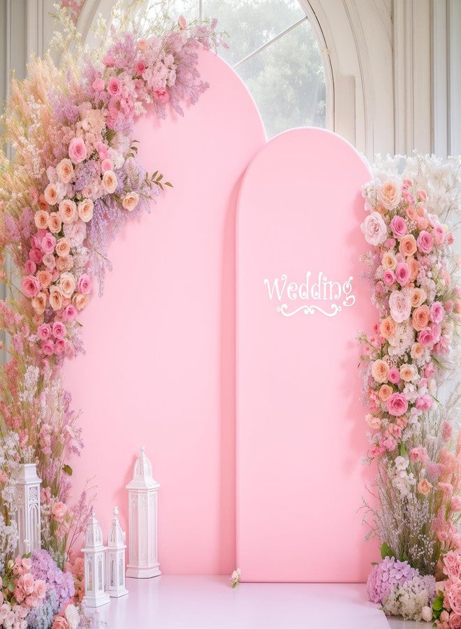 HB HBB MAGIC Pink Purple Arch Backdrop Cover Set of 2 Spandex Arch Covers 7.2 and 6ft Wedding Birthday Party Arch Covers Stretchy Backdrop Bridal Baby Shower Pink Lavender Arch Stand Cover - Image 2