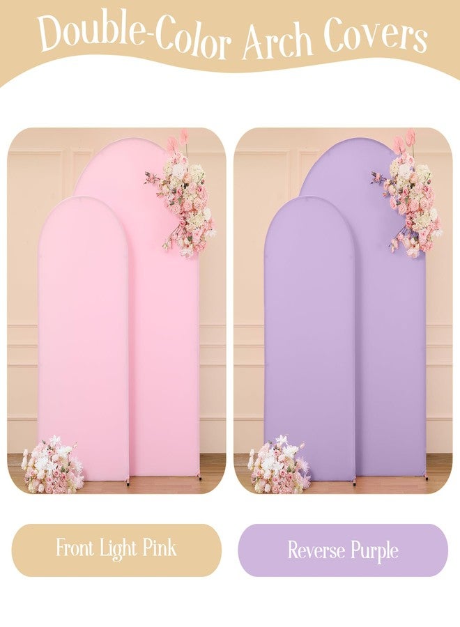 HB HBB MAGIC Pink Purple Arch Backdrop Cover Set of 2 Spandex Arch Covers 7.2 and 6ft Wedding Birthday Party Arch Covers Stretchy Backdrop Bridal Baby Shower Pink Lavender Arch Stand Cover - Image 4