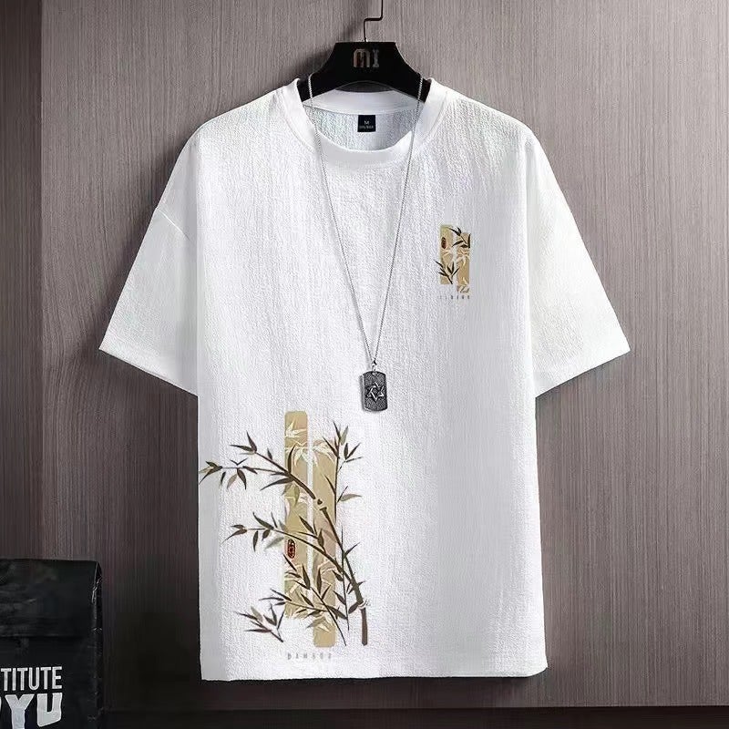 2025 New Ice Silk Short Sleeve Men's Summer Thin Ant T-shirt National Fashion Loose plus size Round Neck Half Sleeve T-shirt - Image 1