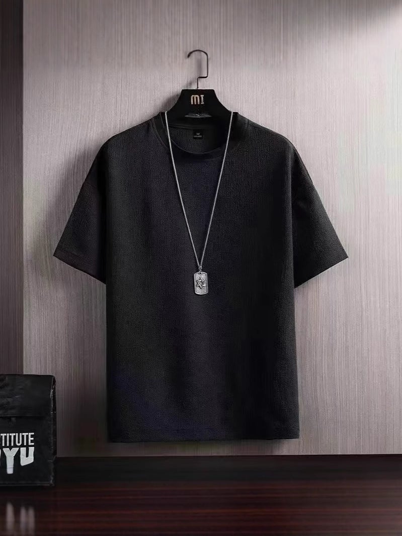 2025 New Ice Silk Short Sleeve Men's Summer Thin Ant T-shirt National Fashion Loose plus size Round Neck Half Sleeve T-shirt - Image 2