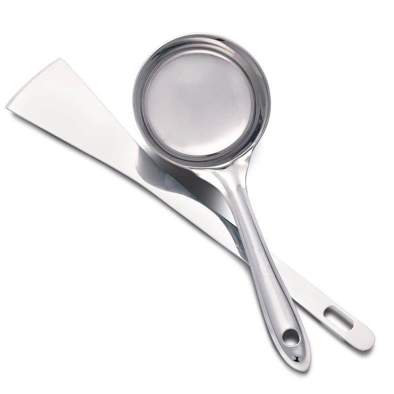 Dynore Dynore Stainless Steel Dosa Spatula and Dossa Ladle with Flat BaseDosa Making Spoon and Dosa TurnerDosa Maker Tool Set of 2 - Image 1