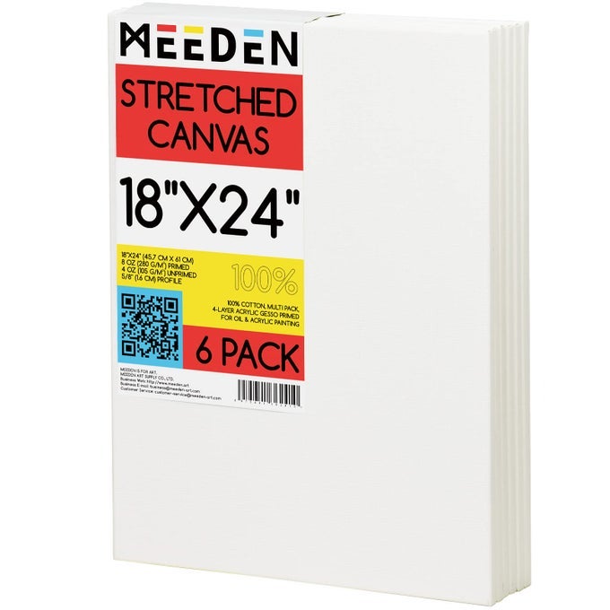 STRETCHED CANVAS 18 24 INCH PACK OF 6 BLANK WHITE CANVASES FOR PAINTING 100 COTTON 8 OZ GESSOPRIMED PRESTRETCHED CANVAS FOR ACRYLIC OIL POURING AIRBRUSHING PAINTING