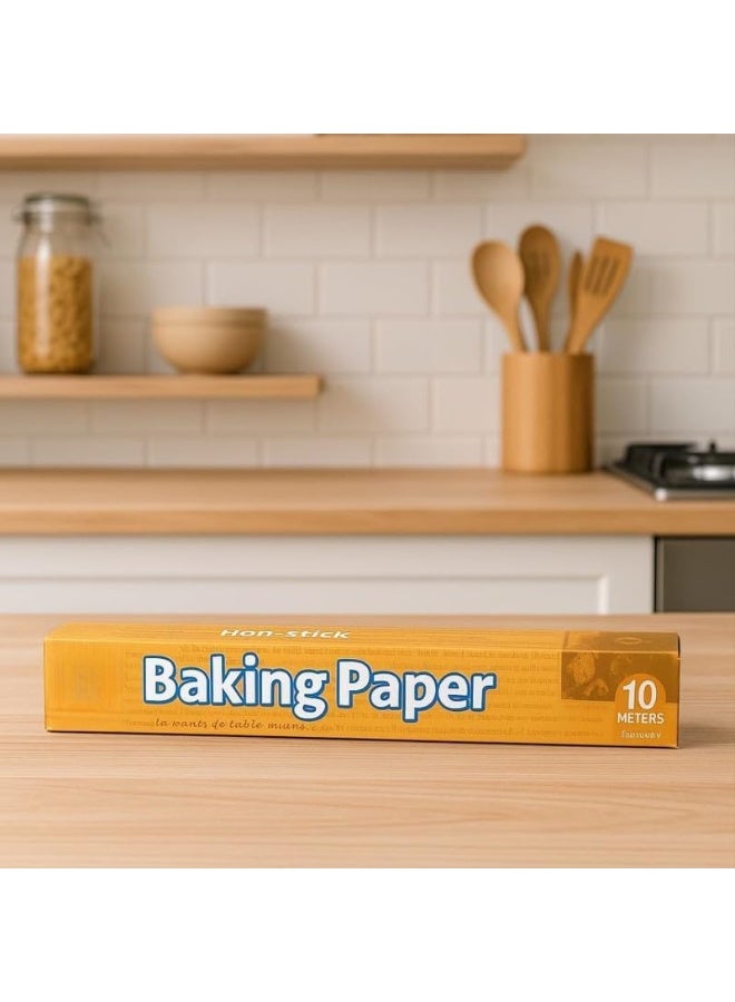 لفة ورق زبدة غير لاصقة فاخرة - مقاومة للحرارة والماء والشحوم للطهي والشواء والتبخير والقلي بالهواء - أساسية في المطبخ  مع قاطع حديد لسهولة القطع - Image 2