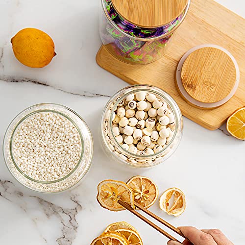 MOLADRI 480 ml / 16 oz clear cute glass storage canister holder with airtight bamboo lid, modern decorative small container jar for coffee, spice, candy, salt, cookie, condiment, pepper, sugar - Image 5