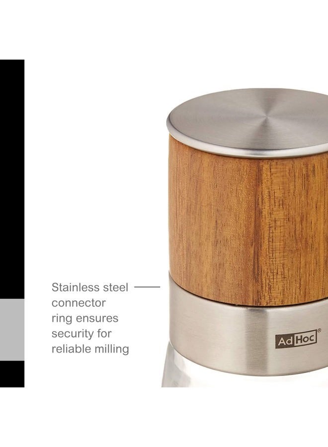Adhoc MP99US Acacia Wood/Glass Salt & Pepper Mill, Unfilled, Brown - Image 4