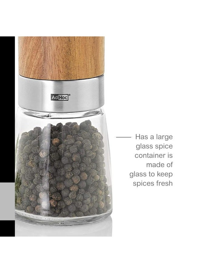 Adhoc MP99US Acacia Wood/Glass Salt & Pepper Mill, Unfilled, Brown - Image 5