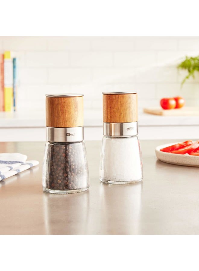 Adhoc MP99US Acacia Wood/Glass Salt & Pepper Mill, Unfilled, Brown - Image 2