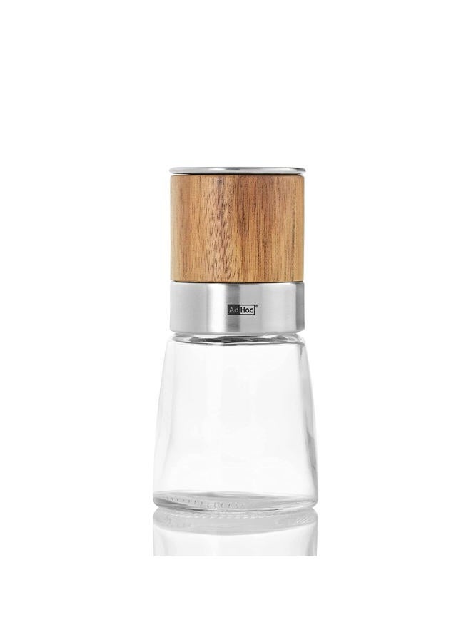 Adhoc MP99US Acacia Wood/Glass Salt & Pepper Mill, Unfilled, Brown - Image 1