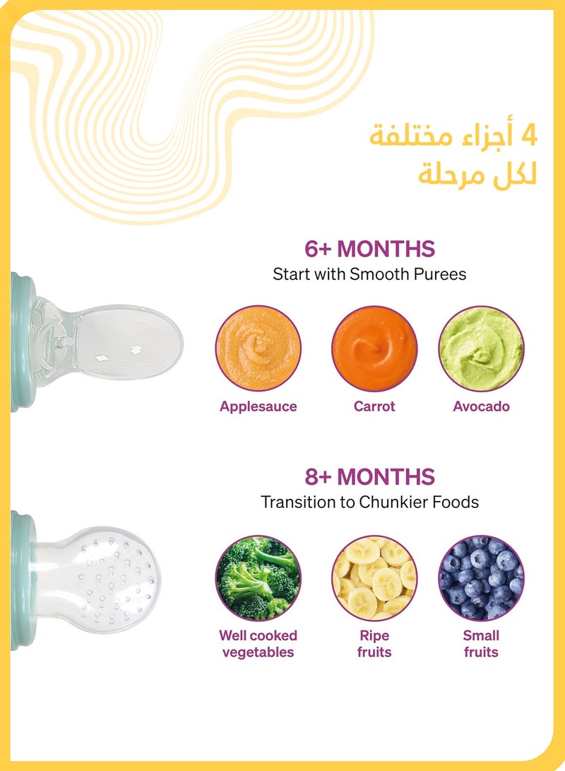 She&Little 4 Pcs Baby Squeeze Food Feeder Bottle, 3-in-1 Design: Spoon Feeder,Baby Bottle and Self-Feeding Trainer, Encourages Motor Skills, 100% Food Grade Silicone, Easy Grip, Mess-Free for 6M+ - Image 3