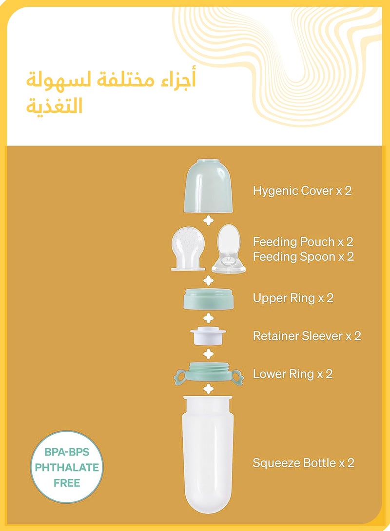 She&Little 4 Pcs Baby Squeeze Food Feeder Bottle, 3-in-1 Design: Spoon Feeder,Baby Bottle and Self-Feeding Trainer, Encourages Motor Skills, 100% Food Grade Silicone, Easy Grip, Mess-Free for 6M+ - Image 4