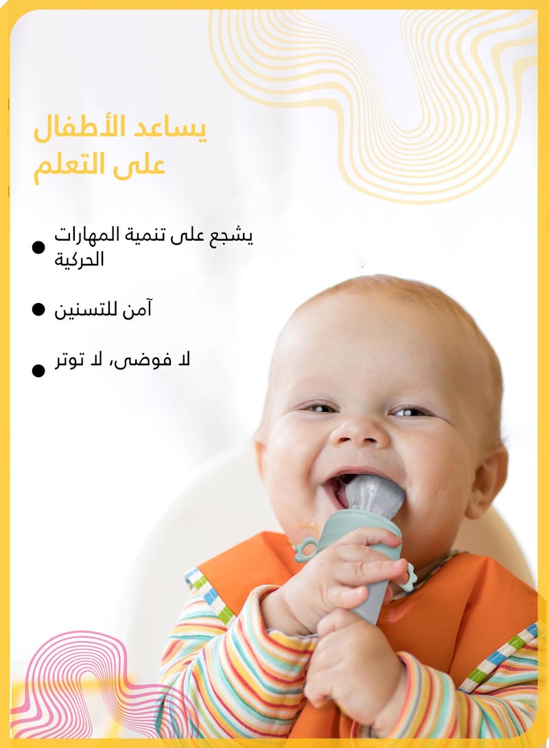 She&Little 4 Pcs Baby Squeeze Food Feeder Bottle, 3-in-1 Design: Spoon Feeder,Baby Bottle and Self-Feeding Trainer, Encourages Motor Skills, 100% Food Grade Silicone, Easy Grip, Mess-Free for 6M+ - Image 2