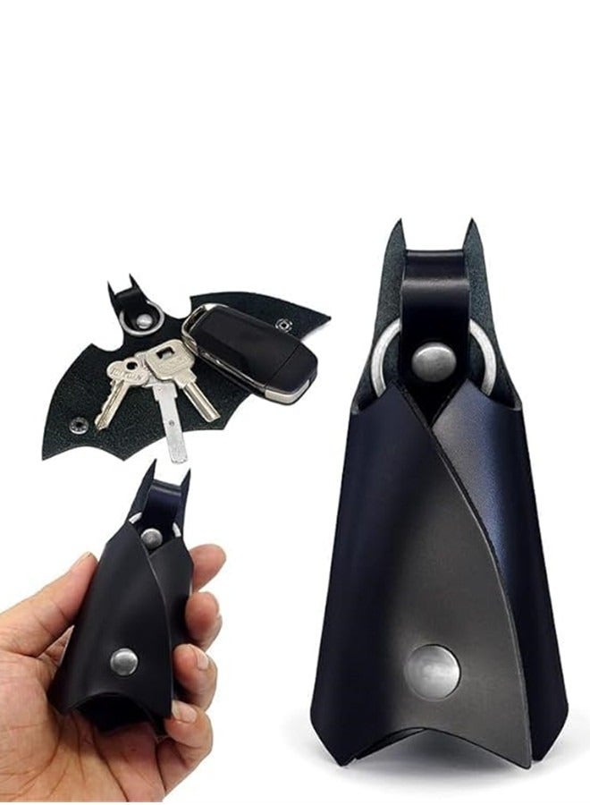 أوساويك خفاش كيشين الجلدي للرجال الهدايا والنساء حقيبة مفتاح السيارة، مفاتيح بوب حامل غطاء حلقة لجوارب الأشياء للرجال - Image 1