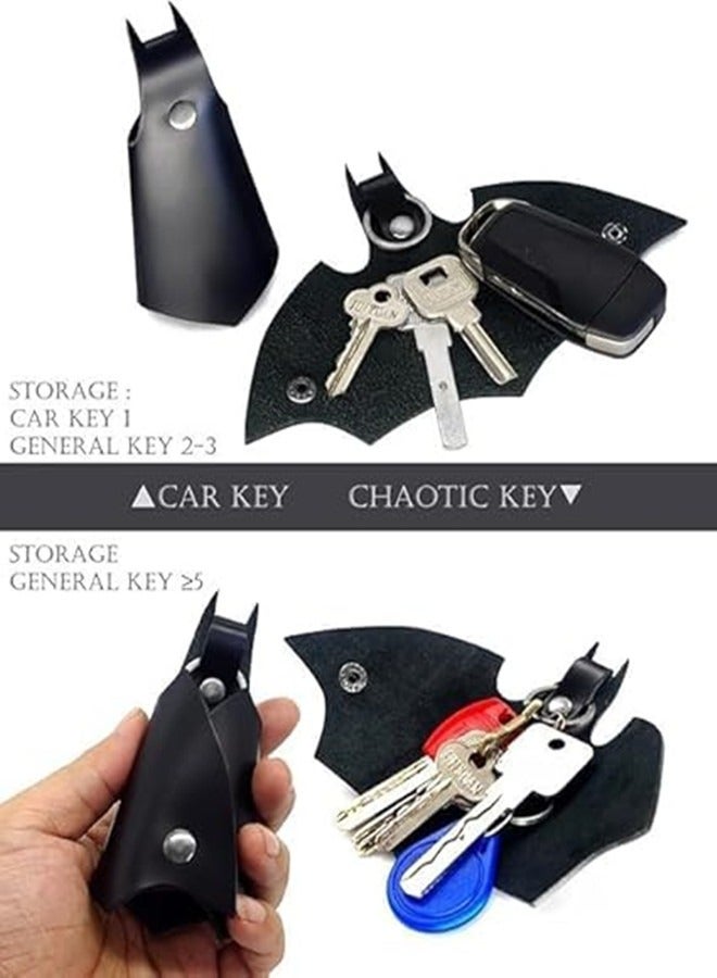 أوساويك خفاش كيشين الجلدي للرجال الهدايا والنساء حقيبة مفتاح السيارة، مفاتيح بوب حامل غطاء حلقة لجوارب الأشياء للرجال - Image 2