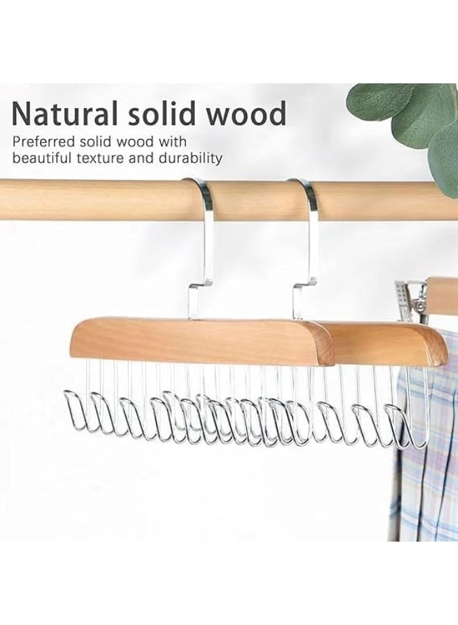 1 pcs Wooden Hangers for Wooden Belt Hanger for Tie 8 Hooks Adjustable Closet Hangers Lingerie Belt Scarf Tie Storage Racks Foldable Hooks Wood Hanger Wardrobe Organizers for Men Women - Image 5