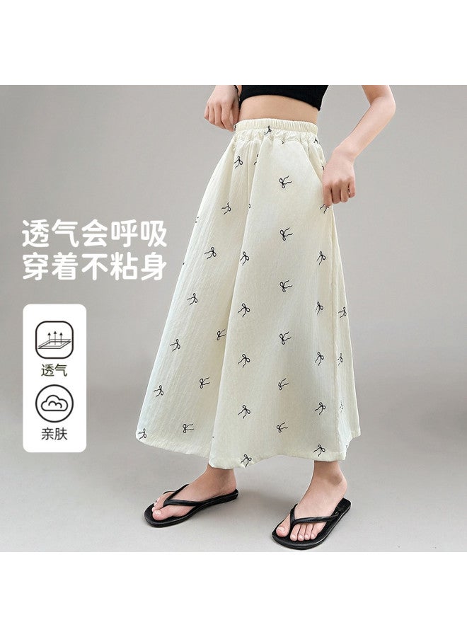 Bumblebee Girls' Summer Wide Leg Pants 2025 New Style big Kids' Casual Cropped Culottes children's Mosquito-repellent Pants trendy Summer Trousers For Girls - Image 2