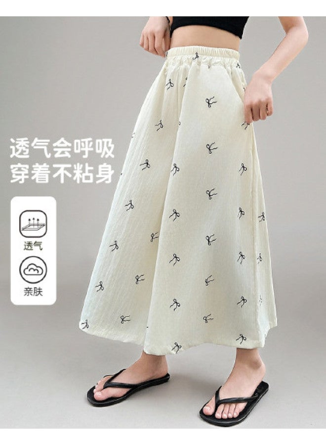 Bumblebee Girls' Summer Wide Leg Pants 2025 New Style big Kids' Casual Cropped Culottes children's Mosquito-repellent Pants trendy Summer Trousers For Girls - Image 1