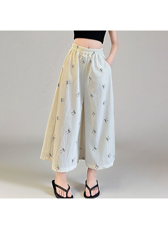Bumblebee Girls' Summer Wide Leg Pants 2025 New Style big Kids' Casual Cropped Culottes children's Mosquito-repellent Pants trendy Summer Trousers For Girls - Image 5