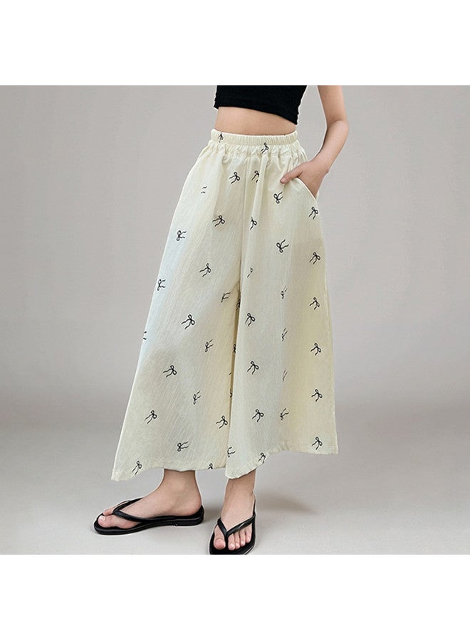 Bumblebee Girls' Summer Wide Leg Pants 2025 New Style big Kids' Casual Cropped Culottes children's Mosquito-repellent Pants trendy Summer Trousers For Girls - Image 3