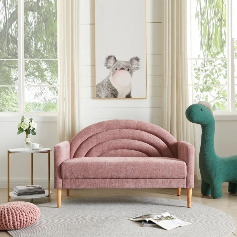 Comfynest Modern Curved Loveseat in Pink - Image 2