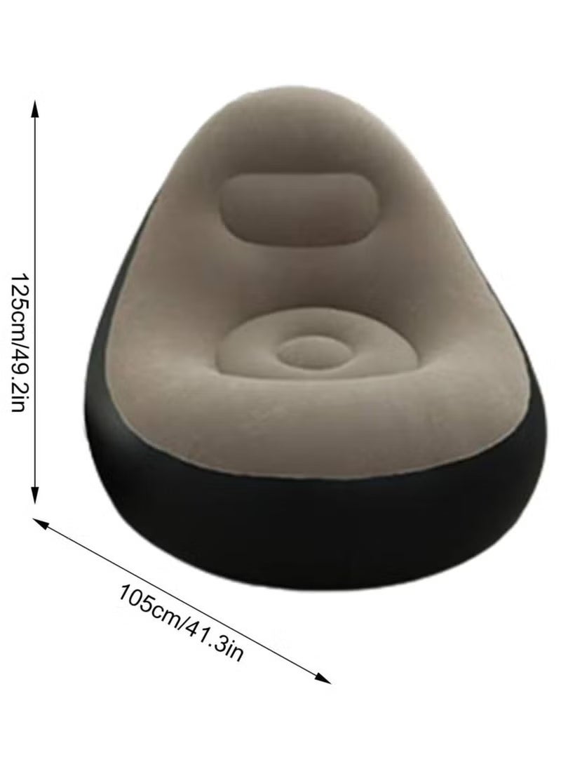 2-in-1 Inflatable Sofa Set with Footrest – Folding Portable Lazy Flocked Recliner Chair for Indoor & Outdoor Use | Comfortable Blow-Up Lounge Couch for Balcony, Backyard, Camping, Travel, Picnic & Small Spaces | Easy to Inflate & Store