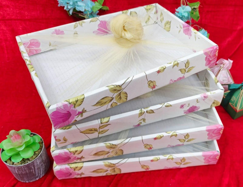 VRB DecTM 4 Pcs Gift Boxes for Packaging & Decoration - Corrugated Boxes for Birthday Gifts & Wedding Decoration (Design - 6) - Image 1