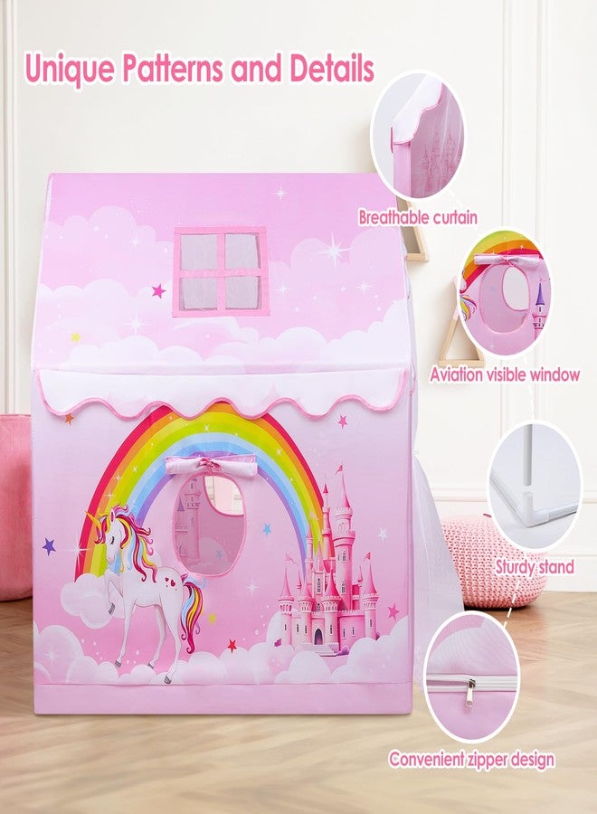 Decalsweet Kids Play Tent Pink Princess Tent for Girls, Large and Foldable Kids Playhouse with Windows, Portable and Lightweight Playtent Indoor &Outdoor for Gift to Toddlers - Image 3