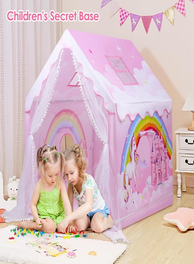 Decalsweet Kids Play Tent Pink Princess Tent for Girls, Large and Foldable Kids Playhouse with Windows, Portable and Lightweight Playtent Indoor &Outdoor for Gift to Toddlers - Image 5