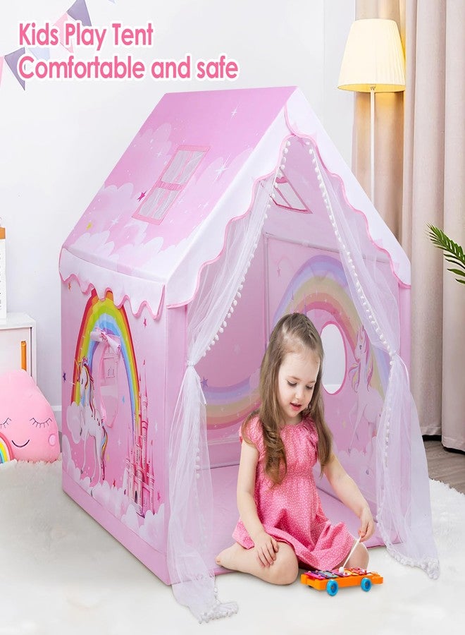 Decalsweet Kids Play Tent Pink Princess Tent for Girls, Large and Foldable Kids Playhouse with Windows, Portable and Lightweight Playtent Indoor &Outdoor for Gift to Toddlers - Image 4