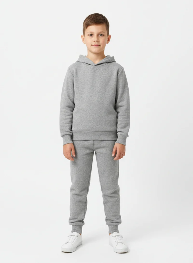 babyqlo Grey Winter Fleece Hoodie and Jogger Set for Unisex