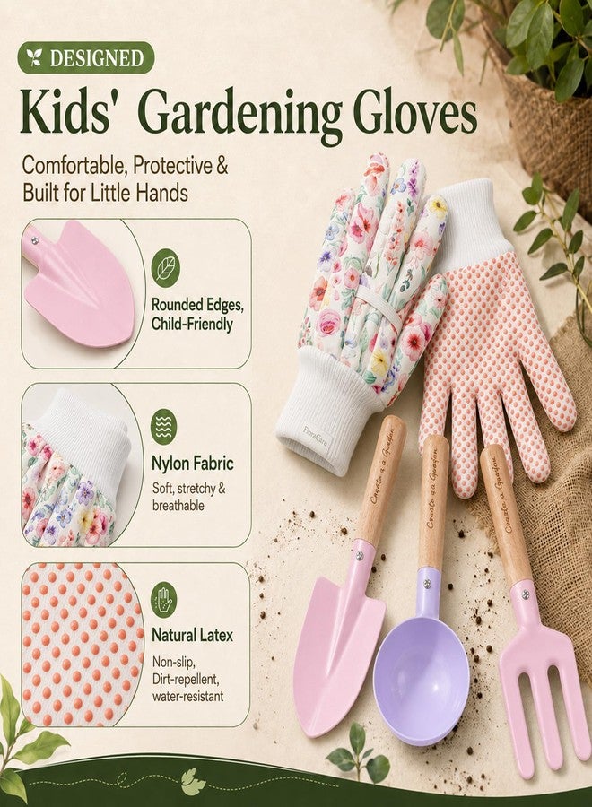 TUZT Kids Gardening Set Toys, 12PCS Garden Tool Kit for Kids and Toddlers with Tote Bag,Watering Can, Gloves, Shovel, Learning Outdoor Toys Gifts for Boys Girls Age 3-6 (Pink) - Image 4