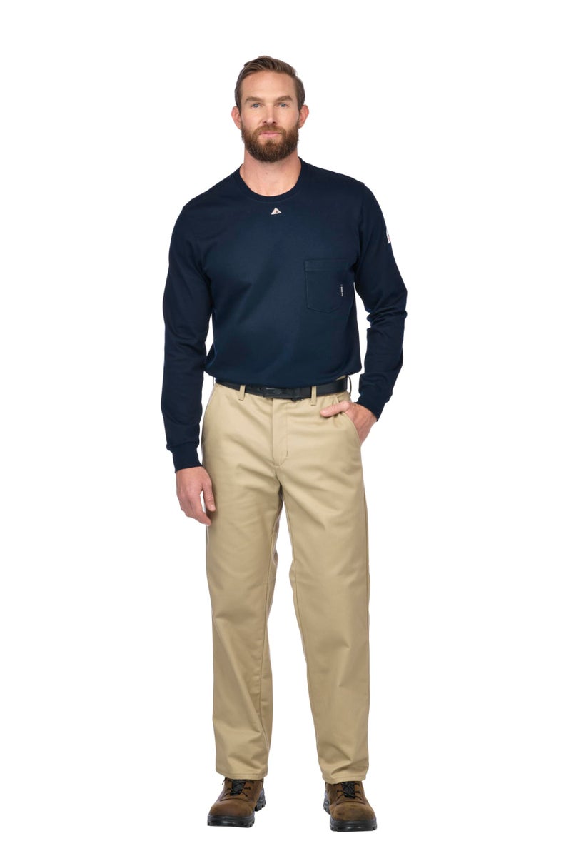 Bulwark FR Bulwark Men's Flame Resistant 9 oz Twill Cotton Work Pant, Khaki, 28W x 30L - Image 1