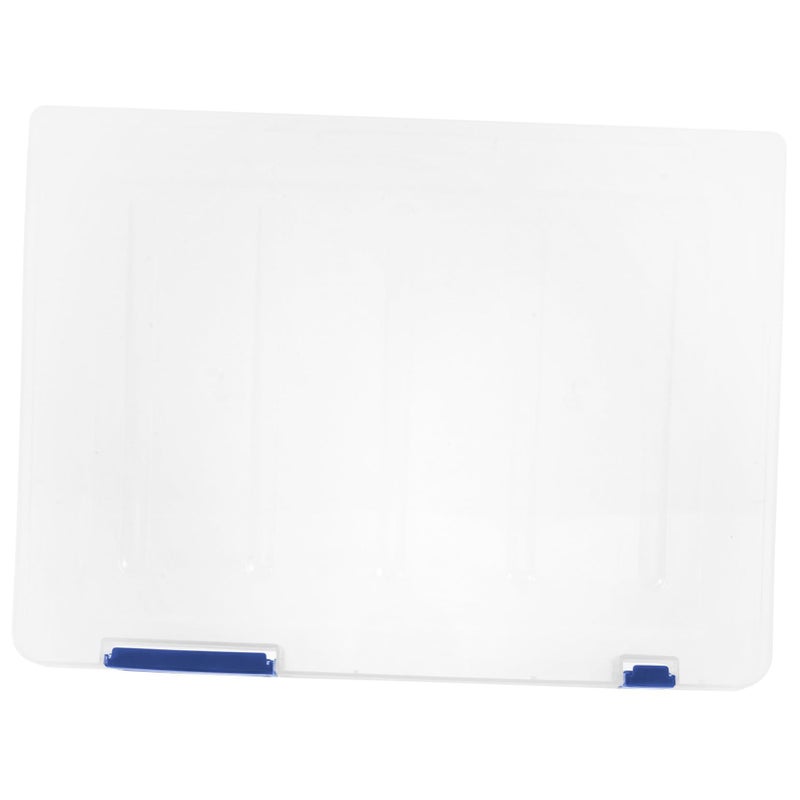 Blue Plastic Storage Box Stackable File Case For Organizing Documents Photos Office Supplies - Image 2