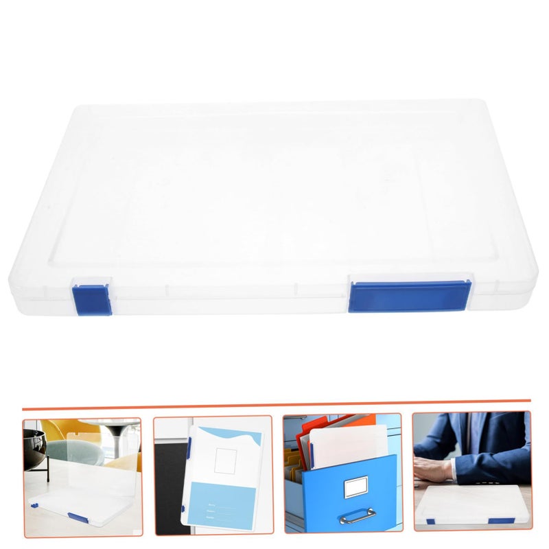 Blue Plastic Storage Box Stackable File Case For Organizing Documents Photos Office Supplies - Image 5