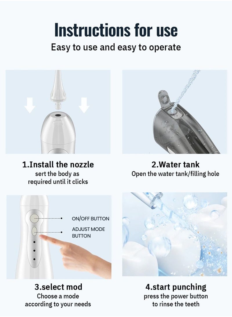 Mornwell - Oral Irrigator USB Rechargeable Water Flosser Portable Dental Water Jet 300ML Water Tank Waterproof Teeth Cleaner - Image 1