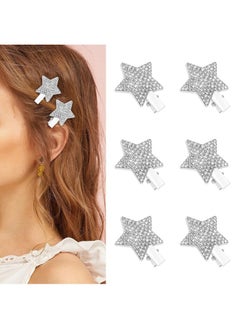 Wecoe 6Pcs Silver Star Hair Clips Sparkly Rhinestone Alligator Hair Clips Kids Baby Toddler Little Girls Cute Bling Decorative Hair Clips Y2K Short Hair Braiding Hair Accessories For Women Girls Gift  - Image 1