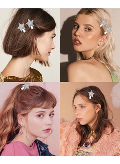 Wecoe 6Pcs Silver Star Hair Clips Sparkly Rhinestone Alligator Hair Clips Kids Baby Toddler Little Girls Cute Bling Decorative Hair Clips Y2K Short Hair Braiding Hair Accessories For Women Girls Gift  - Image 2