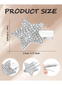 Wecoe 6Pcs Silver Star Hair Clips Sparkly Rhinestone Alligator Hair Clips Kids Baby Toddler Little Girls Cute Bling Decorative Hair Clips Y2K Short Hair Braiding Hair Accessories For Women Girls Gift  - Image 4