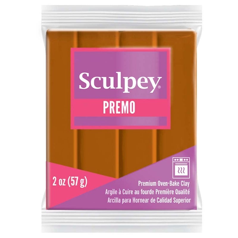 Sculpey Premo Polymer OvenBake Clay Raw Sienna Brown Non Toxic 2 oz bar Great for Jewelry Making Holiday DIY Mixed Media and More Premium Clay Perfect for clayers and Artists