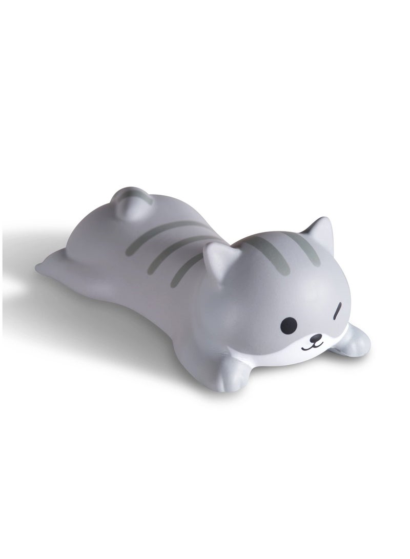 Captaintech Wrist Rest Support for Mouse Keyboard Computer Arm Rest for Desk Ergonomic Kawaii Office Supplies Slow Rising PU Mouse Pad Grey Cat - Image 1