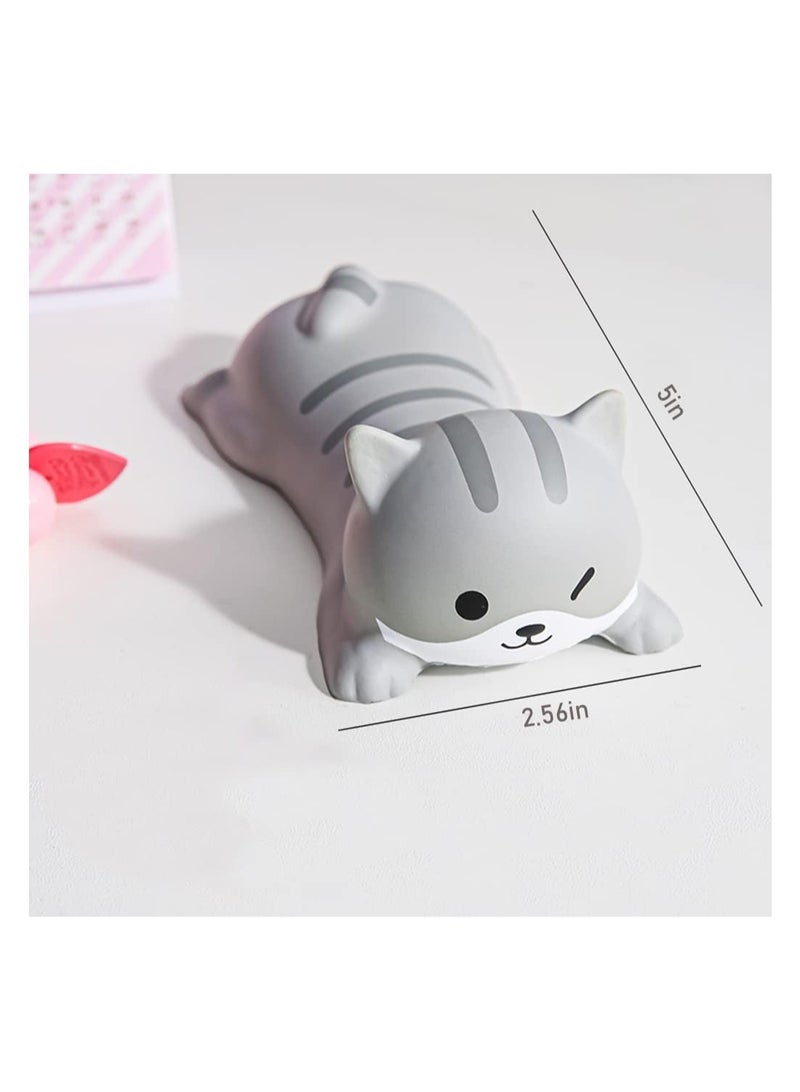Captaintech Wrist Rest Support for Mouse Keyboard Computer Arm Rest for Desk Ergonomic Kawaii Office Supplies Slow Rising PU Mouse Pad Grey Cat - Image 5