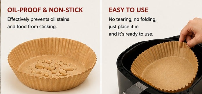 Air Fryer Paper 100pcs Round Disposable Liners Non Stick Oil Proof Heat Resistant Baking Paper for Air Fryer Oven Cooking - Image 3