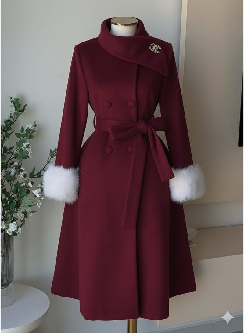 بلطو جوخ كم فرو اللون النبيتي من وزن 65–85 كجم الكود: 543 - Image 1