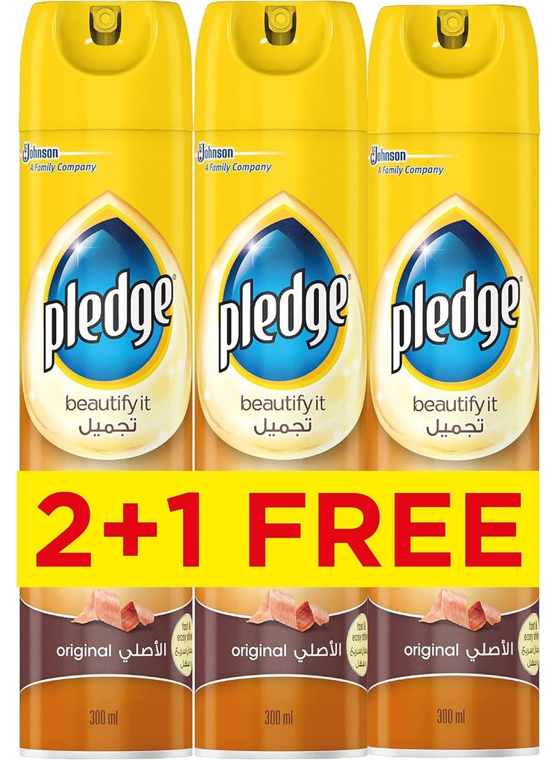 Pledge Furniture Polish Original 300ml Pack of 3