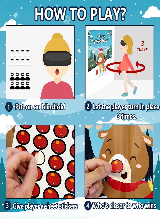 TYHJOY ألعاب حفلات عيد الميلاد من TYHJOY للأطفال والعائلات، لعبة تثبيت الأنف على الرنة، أنشطة عيد الميلاد للأطفال والكبار، هدايا حفلات عيد الميلاد - Image 3