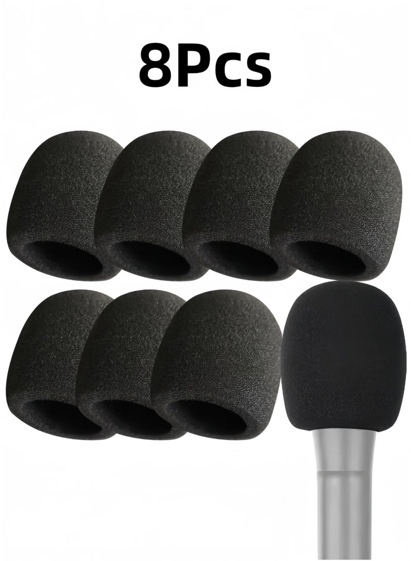 يا إلهي Microphone Foam Covers 8 Pack Black Windscreen for Most Standard Handheld Microphones Suitable for Daily Use Outdoor and Professional Recording - Image 1