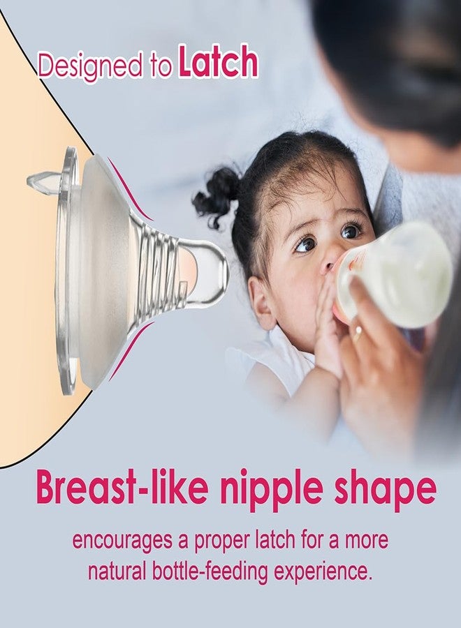 NENESUPPLY حلمات زجاجات الأطفال الطبيعية Nenesupply 4 قطع. مستوى 3 تدفق 3 حجم M للحلمات للأطفال من 3 أشهر وما فوق. حلمة ذات تدفق متوسط وفتحة واسعة مضادة للمغص تعمل مع زجاجات Nenesupply وزجاجات Lansinoh Spectra. - Image 4